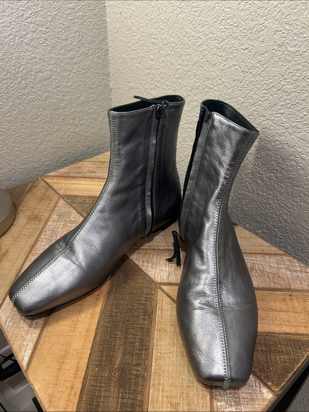 M. Gemi The Una Bootie in Gunmetal Nappa